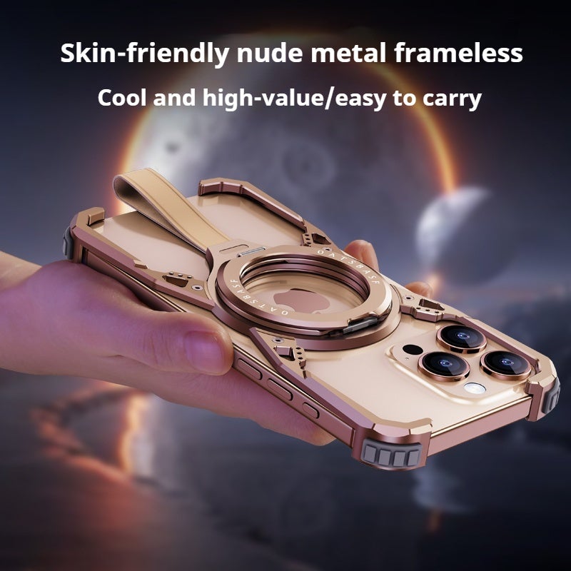 Mixed Color 1 Aluminum Alloy Case For IPhone 16 Pro With Rotating Ring Holder And Drop Protection - Image 4